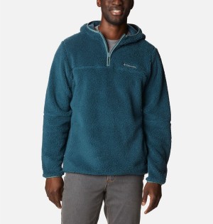 Blue Men's Columbia Rugged Ridge III Sherpa Pullover Hoodie | YECIV-1846