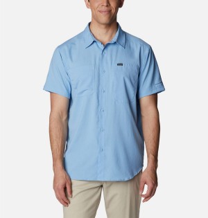 Blue Men's Columbia Silver Ridge UtilityLite Short Sleeve Shirt | DYLMJ-1597