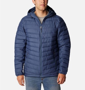 Blue Men's Columbia Slope Edge Hooded Insulated Puffer Jacket | QDHLG-7958