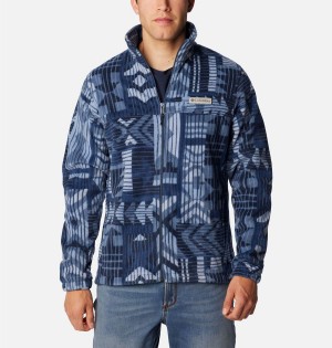 Blue Men's Columbia Steens Mountain Printed Fleece Jacket | PVCFH-1703