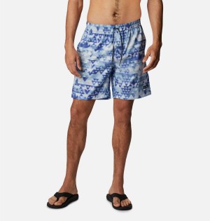 Blue Men's Columbia Summertide Stretch Printed Shorts | OVGSN-9165