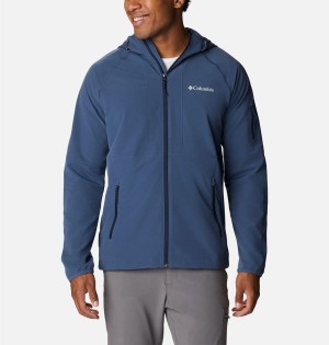 Blue Men's Columbia Tall Heights Hooded Softshell Jackets | VWRAJ-3056