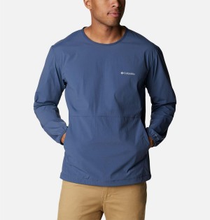 Blue Men's Columbia Tech Trail Woven Shirt Pullover | POCVX-8769