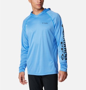 Blue Men's Columbia Terminal Tackle Heather Hoodie | MBKQH-5490