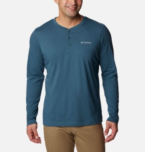 Blue Men's Columbia Thistletown Hills Henley T-Shirt | KDCUA-6489