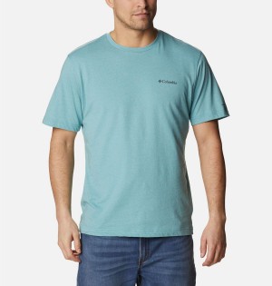 Blue Men's Columbia Thistletown Hills Short Sleeve T-Shirt | KQIUH-7864