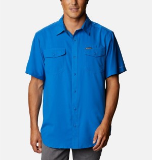 Blue Men's Columbia Utilizer II Solid Short Sleeve Shirt | VBPCM-0547