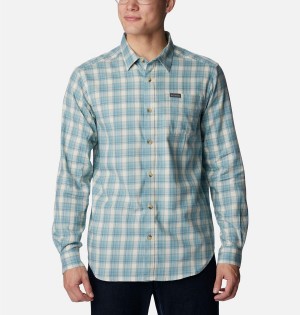 Blue Men's Columbia Vapor Ridge III Long Sleeve Shirt | SBTCF-4208