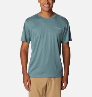 Blue Men's Columbia Zero Ice Cirro-Cool Short Sleeve T-Shirt | ELNYW-6193