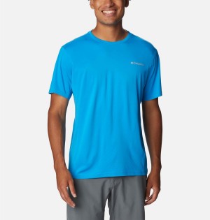 Blue Men's Columbia Zero Ice Cirro-Cool Short Sleeve T-Shirt | KTXZB-2869