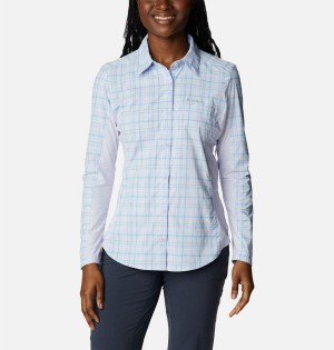 Blue Women's Columbia Claudia Ridge Long Sleeve Shirt | ZMGBN-8413