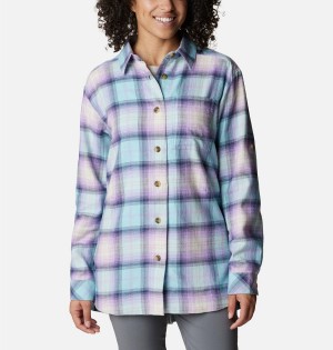 Blue Women's Columbia Holly Hideaway Flannel Shirt | QGMLT-9268