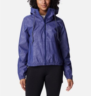 Blue Women's Columbia Lillian Ridge Short Rain Jacket | SOWUK-4603