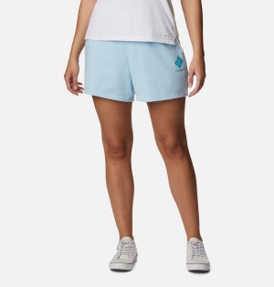 Blue Women's Columbia Logo III French Terry Shorts | DYCFE-5430