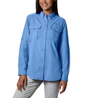 Blue Women's Columbia PFG Bahama Long Sleeve Shirt | STWVB-4628