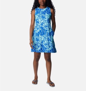 Blue Women's Columbia PFG Freezer Tank Dress | XCRWS-4680