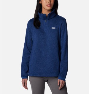 Blue Women's Columbia PFG Reel Cozy Quarter Zip Pullover | PYACR-9860