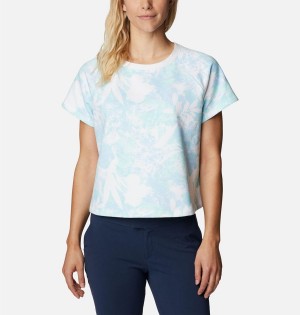 Blue Women's Columbia PFG Slack Water French Terry T-Shirt | OZGKB-0834