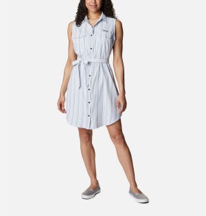 Blue Women's Columbia PFG Sun Drifter Woven II Dress | SJLBU-7490