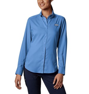 Blue Women's Columbia PFG Tamiami II Long Sleeve Shirt | HSOEC-1059