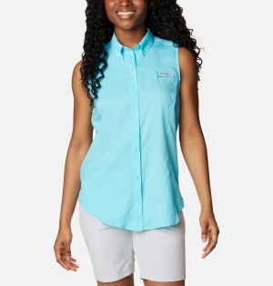 Blue Women's Columbia PFG Tamiami Sleeveless Tank Top | UBYPV-5187