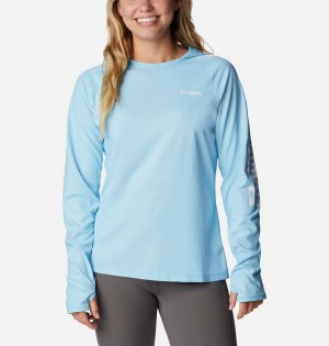 Blue Women's Columbia PFG Tidal Deflector Hoodie | GMQAH-7239