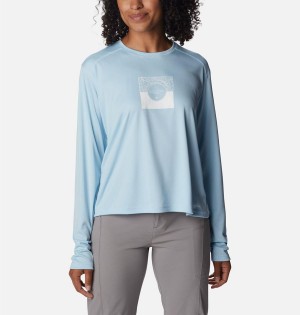 Blue Women's Columbia Summerdry Graphic Long Sleeve T-Shirt | ABEUF-2741