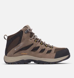 Brown Men's Columbia Crestwood Mid Waterproof Boot Hiking Shoes | IZUXH-9253