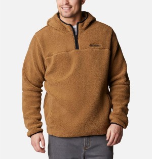 Brown Men's Columbia Rugged Ridge III Sherpa Pullover Hoodie | NTFMC-6547