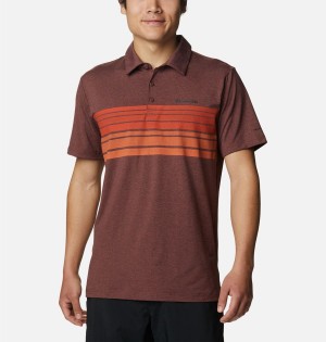 Brown Men's Columbia Tech Trail Novelty Polo Shirt | USKQB-1397