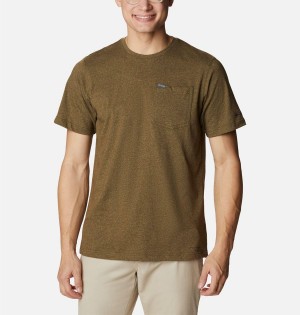 Brown Men's Columbia Thistletown Hills Pocket T-Shirt | JAFEM-8294