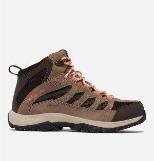 Brown Women's Columbia Crestwood Mid Waterproof Boot Hiking Shoes | LXWDT-2036