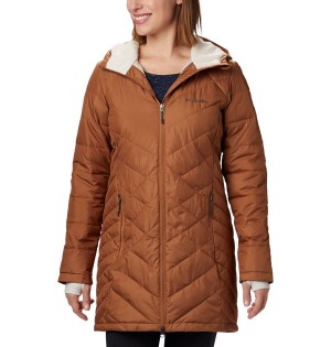 Brown Women's Columbia Heavenly Long Hooded Puffer Jacket | XYWJM-4675