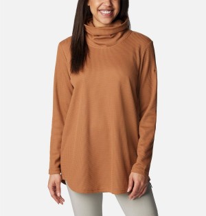 Brown Women's Columbia Holly Hideaway Waffle Cowl Neck Pullover | YHMVF-7864