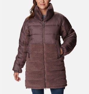 Brown Women's Columbia Leadbetter Point Long Puffer Jacket | EJIVN-5863