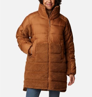 Brown Women's Columbia Leadbetter Point Long Puffer Jacket | RQTPC-6251