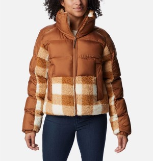 Brown Women's Columbia Leadbetter Point Sherpa Hybrid Puffer Jacket | LKFEC-0623