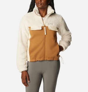 Brown Women's Columbia Lodge Hybrid Sherpa Full Zip Fleece Jacket | TXZAP-3765