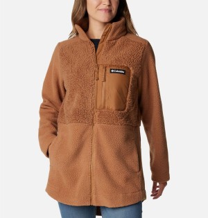 Brown Women's Columbia Lodge Sherpa Full Zip Fleece Jacket | BWQMC-3721