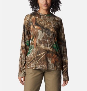 Brown Women's Columbia Super PHG Tough Shot Long Sleeve T-Shirt | PKUWB-5037