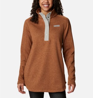 Brown Women's Columbia Sweater Weather Fleece Tunic Pullover | YMEBG-1384