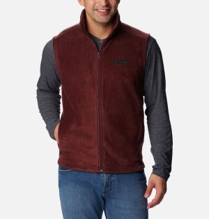 Burgundy Men's Columbia Steens Mountain Fleece Vest | QAMDN-0538