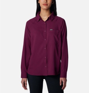 Coral Women's Columbia Anytime Lite Long Sleeve Shirt | GJSFT-5317