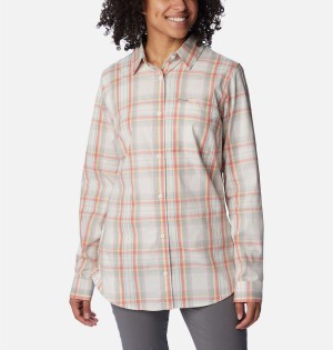 Coral Women's Columbia Anytime Patterned Long Sleeve Shirt | FEHAZ-7123