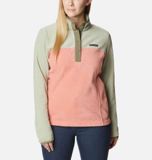 Coral Women's Columbia Benton Springs Half Snap Fleece Pullover | DNVPF-2649