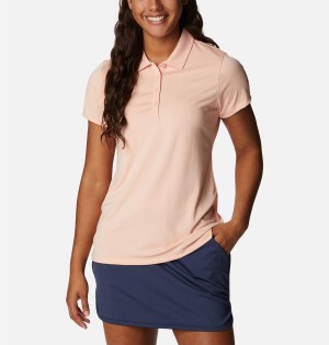 Coral Women's Columbia Birdie Golf Polo T-Shirt | IVSPZ-1590