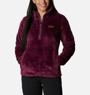 Coral Women's Columbia Fire Side Quarter Zip Sherpa Fleece Pullover | PKBZQ-6904