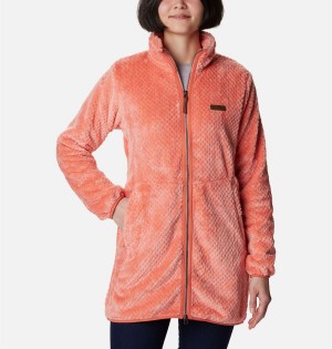 Coral Women's Columbia Fireside Long Full Zip Fleece Jacket | BWLZY-0983