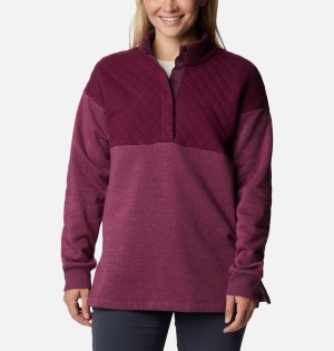 Coral Women's Columbia Hart Mountain Quilted Half Snap Pullover | JFAOK-2059