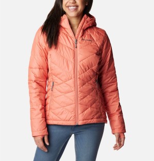 Coral Women's Columbia Heavenly Hooded Puffer Jacket | GIRXU-0589